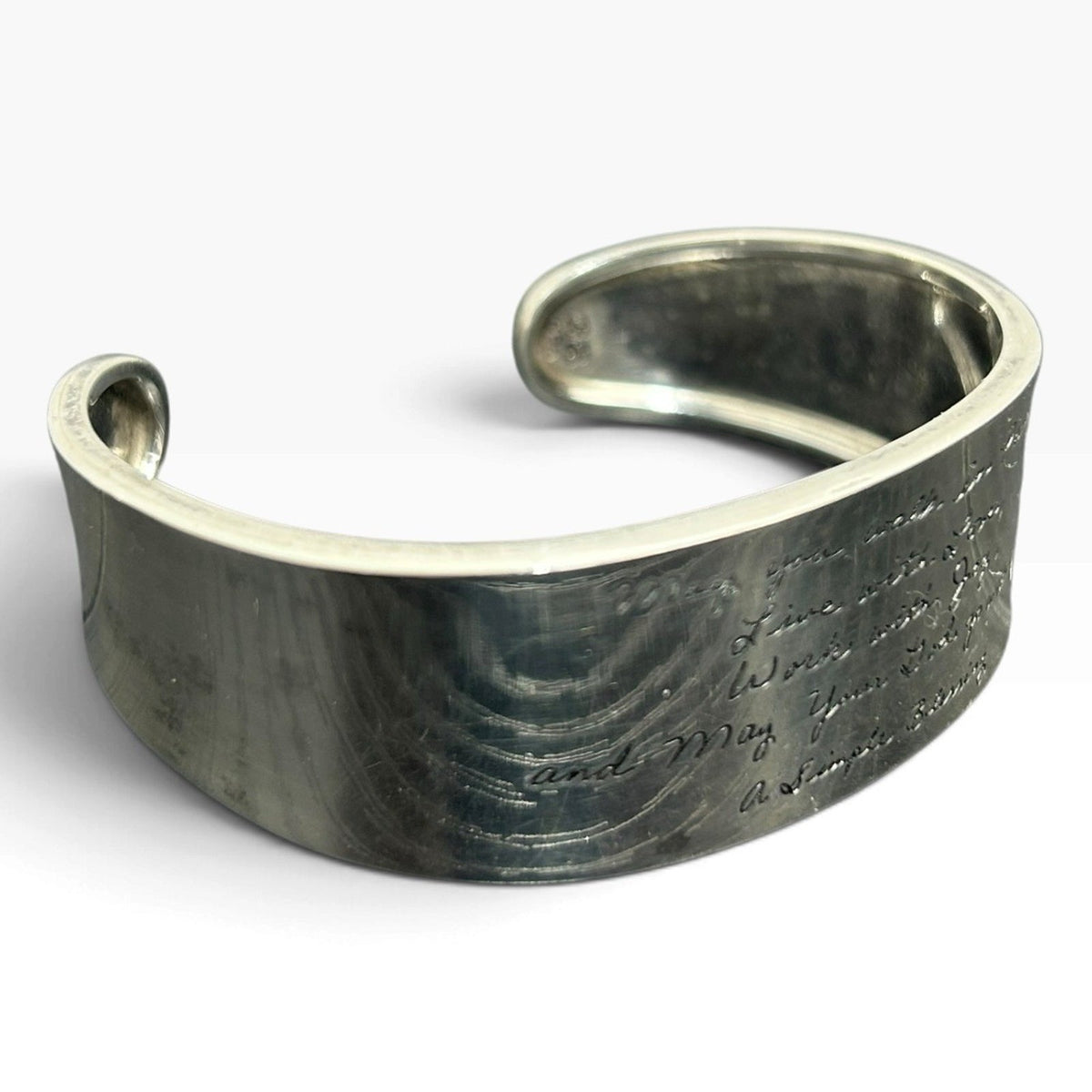 6.75" Vintage BB Becker Sterling Silver 925 Engraved Cuff Bracelet Stamped 925
