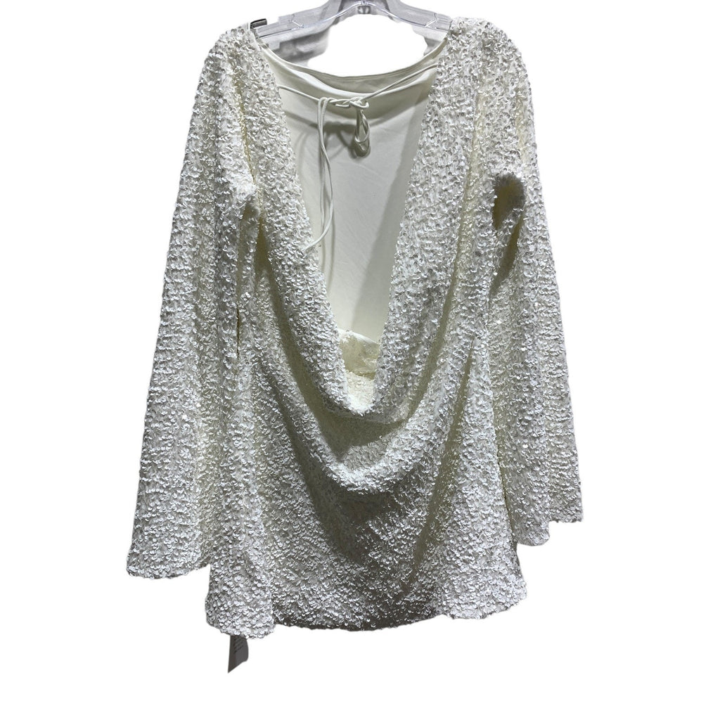 Lovers and Friends White Sequin Cowl Back Mini Dress Long Sleeve Large NEW bride
