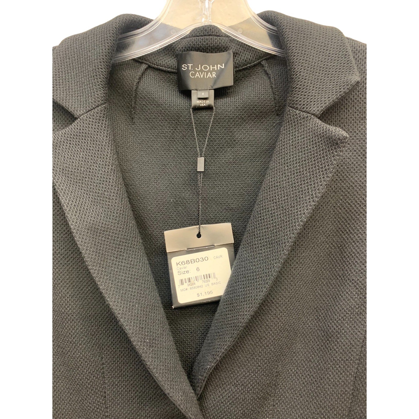 NWT St. John Caviar Black Blazer 2 Button Women's SZ 6