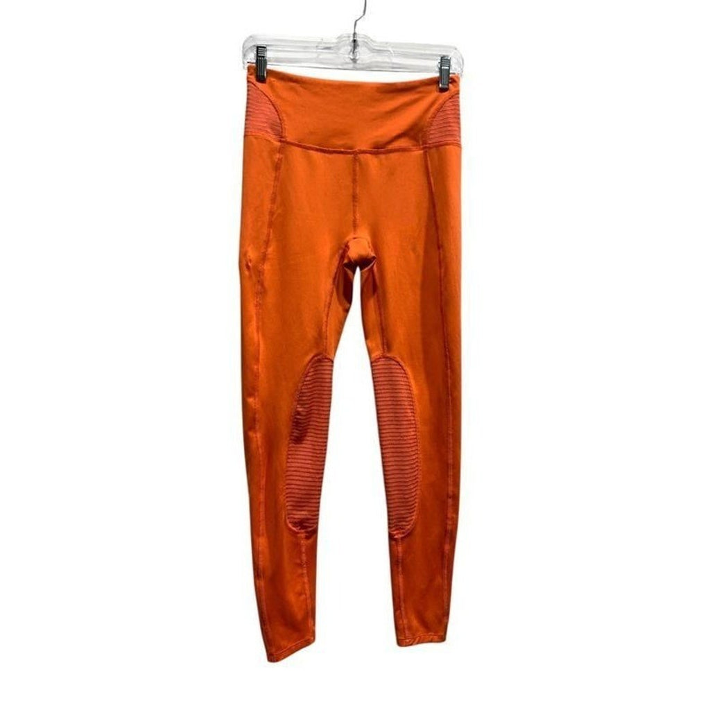 Free People Movement Womens Orange Ribbed Moto High Rise Leggings Size Small