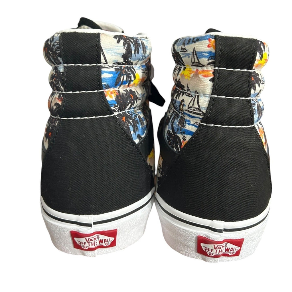 Vans Sk8-Hi Customs Mens 12 Black Tropical Palm Tree Print High Top Sneakers
