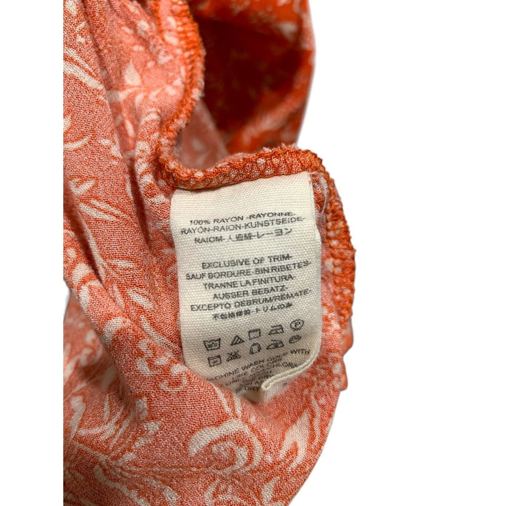 Free People Orange Talk About It Tunic Tiered Top Womens Floral Bell Sleeve FALL
