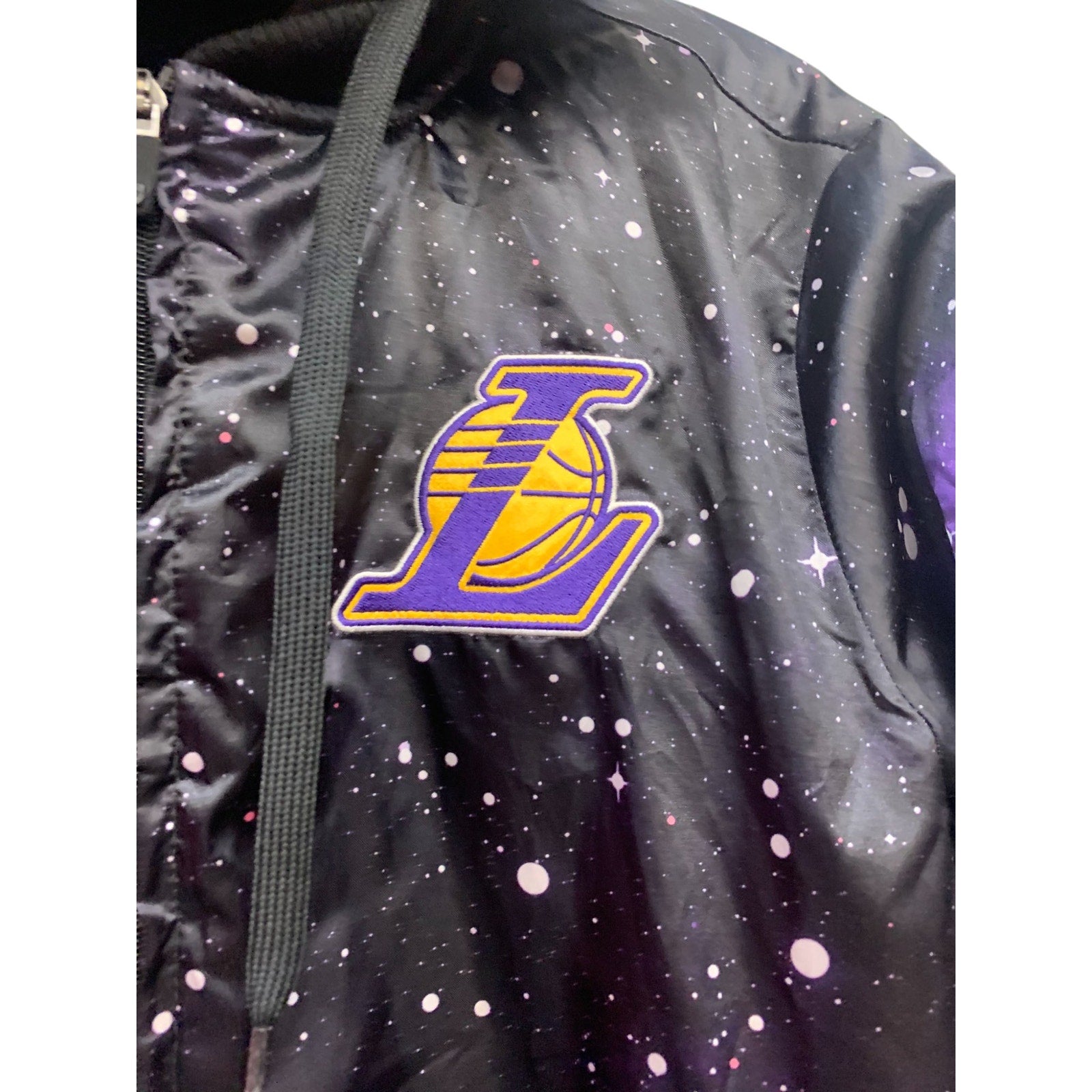 LA LAKERS GALAXY NBA SPACE HOODIE JACKET Puffer SZ S