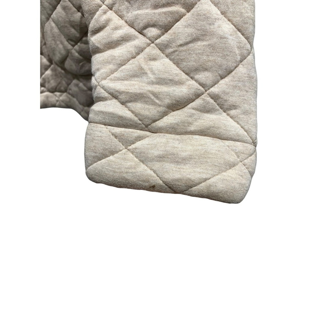 Saturday Sunday Quilted Hooded Jacket Beige Full Zip Pockets Cozy Womens sz M