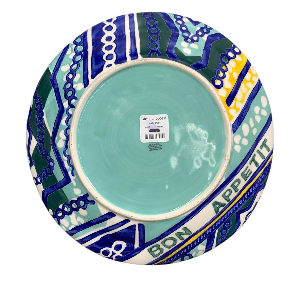 Anthropologie Bon Appetit Dinner Plate Multicolor Geometric Ceramic 34645085