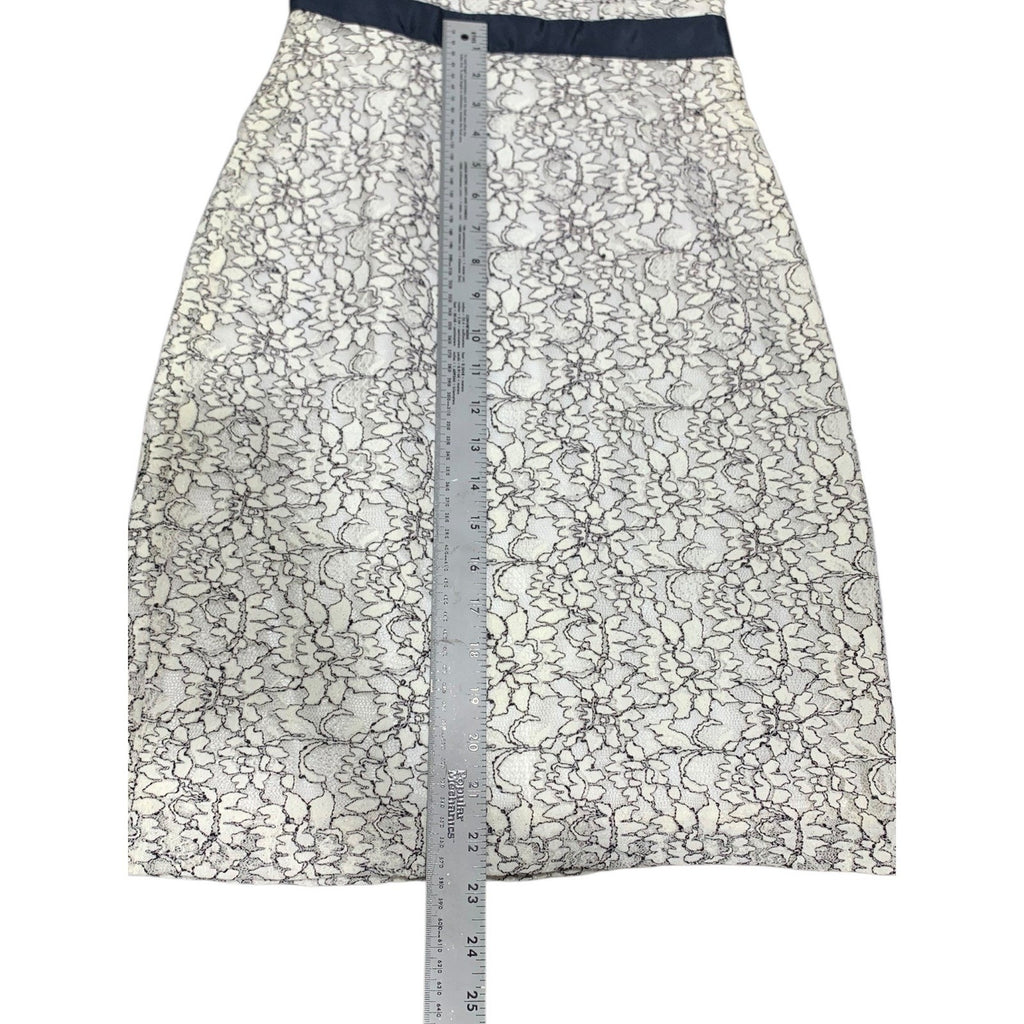 Banana Republic Womens White Navy Floral Lace Sleeveless Sheath Dress Size 0 NWT