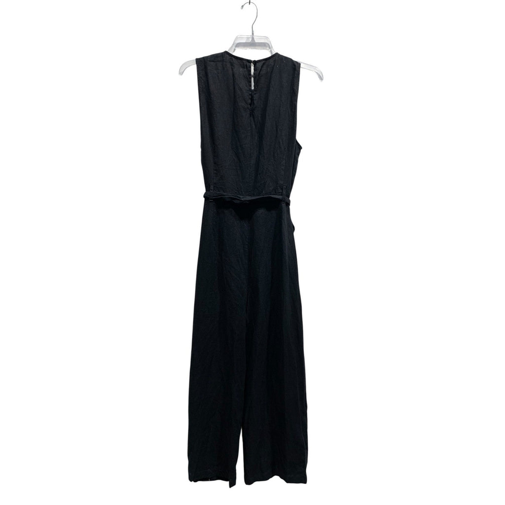 Reformation Black Linen Sleeveless Tie Waist Wide Leg Jumpsuit Womens 12