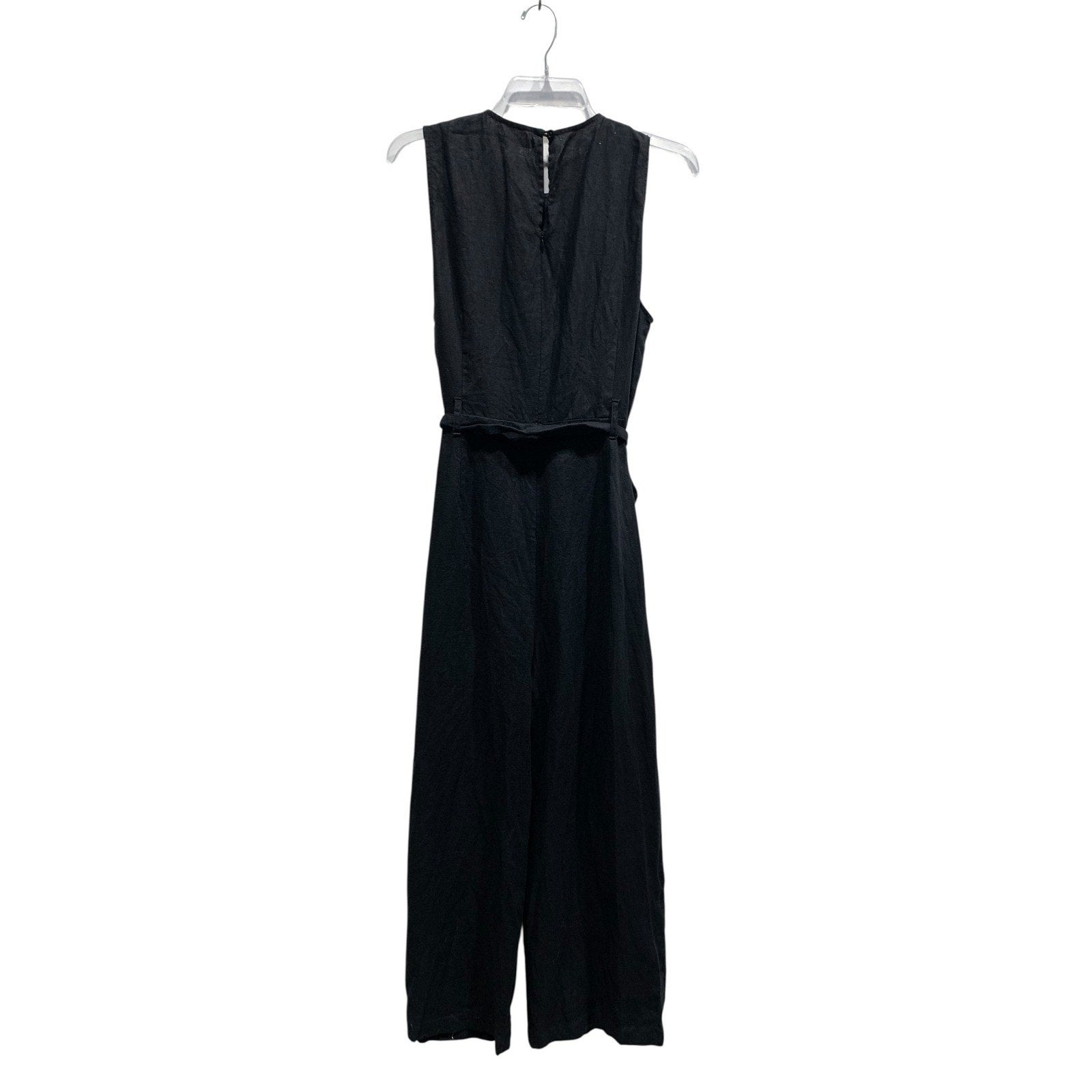 Reformation Black Linen Sleeveless Tie Waist Wide Leg Jumpsuit Womens 12