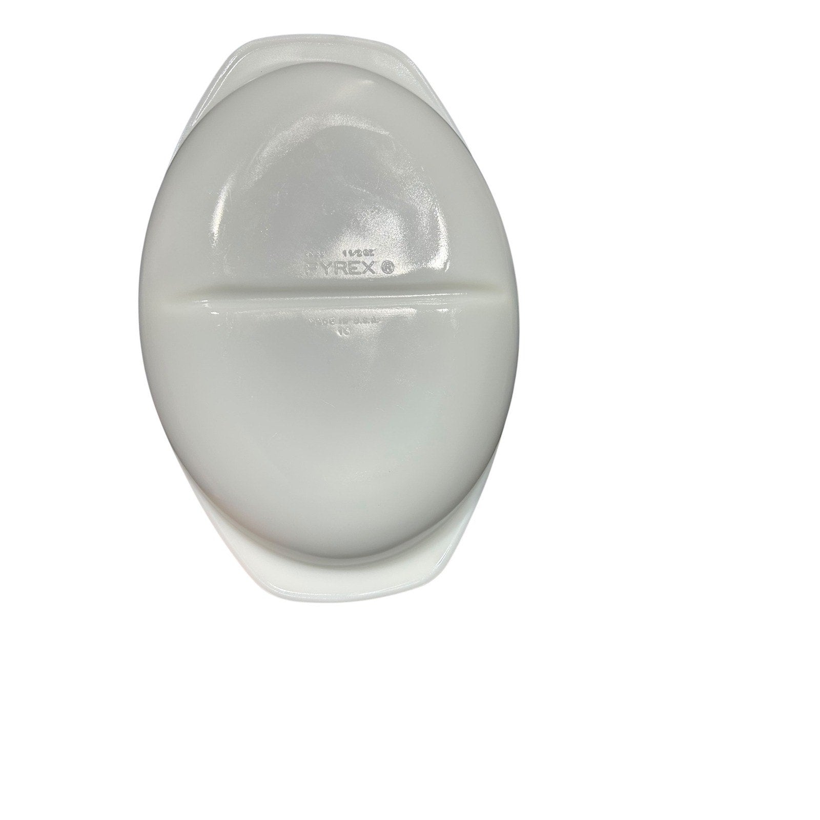 Pyrex 1063 White Milk Glass Divided Oval Serving Dish 1.5 Qt Vintage USA Made
