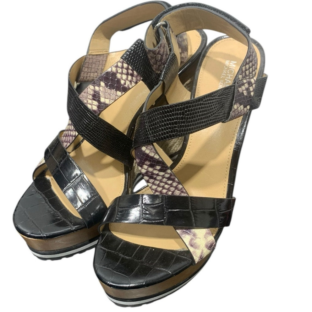 Michael Michael Kors Snakeskin Espadrill Wedges SZ 9