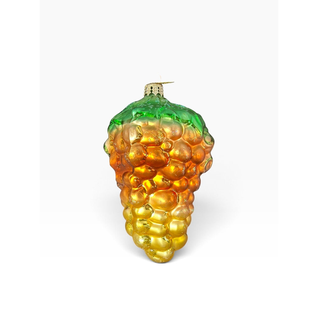 Christopher Radko Vintage Grape Bounty Cluster Glass Ornament Gold Green 5.5in