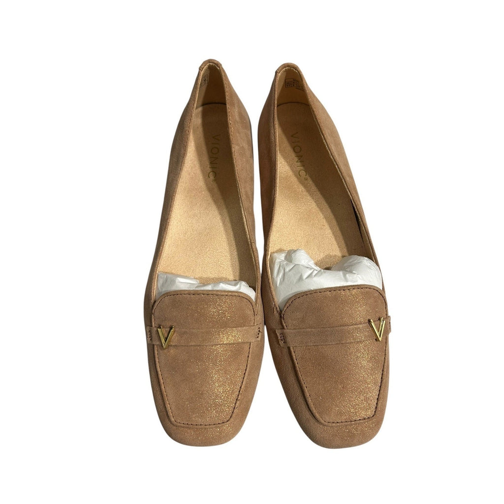 Vionic Hayes Skimmer Loafer Polluted Rose Gold Leather Square Toe Gold V sz 11