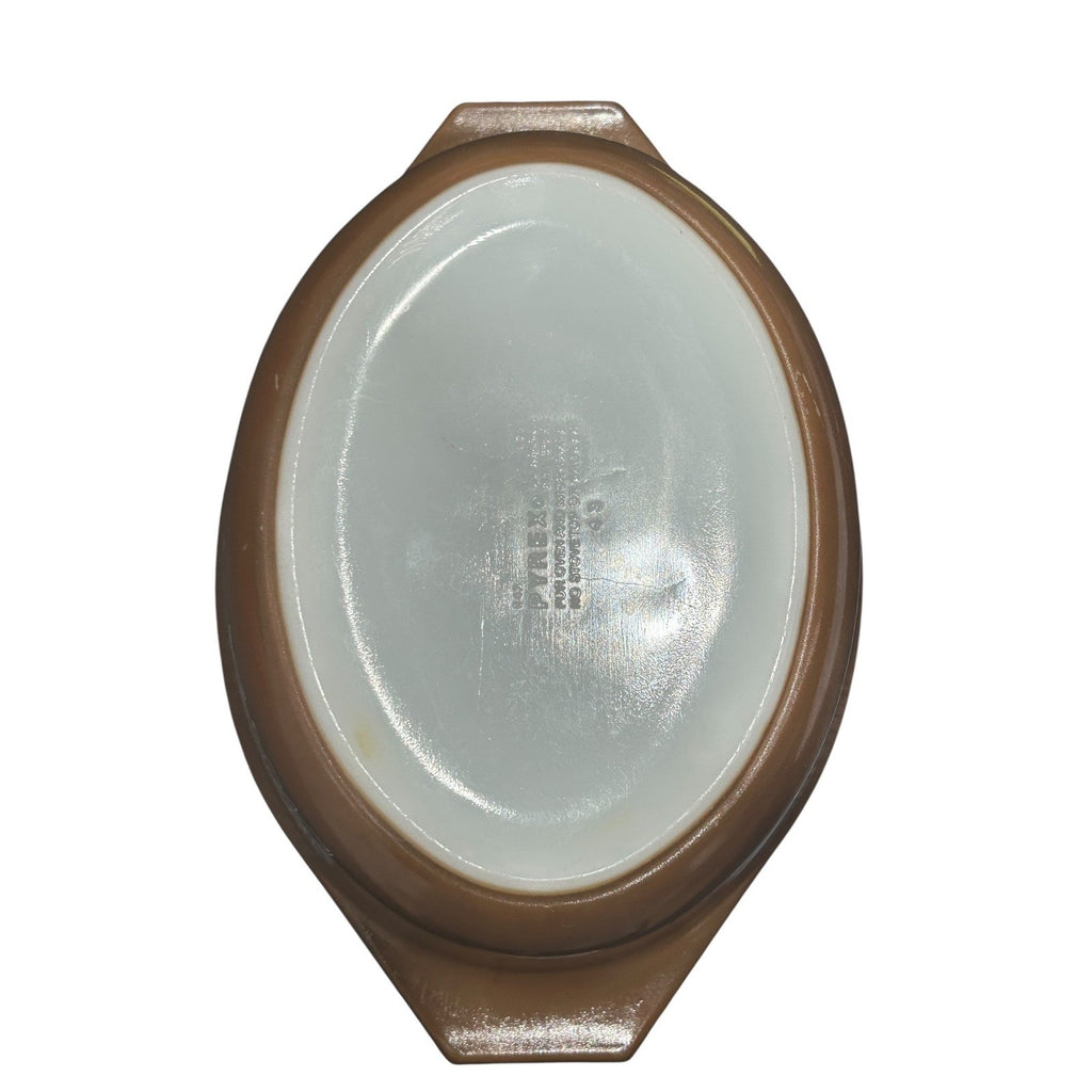 Pyrex Woodland 043 Oval Casserole Dish 1.5 Qt Brown no Lid Vintage Baker