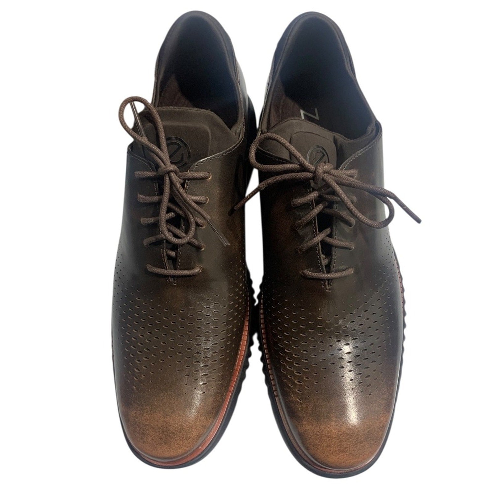 Cole Haan GrandPro Perforated Leather Derby Shoes Men's Size 12M Brown Lace Up