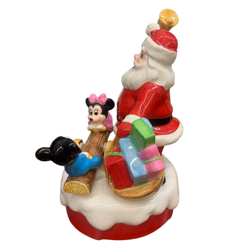 Mickey and Minnie Mouse with Santa Music Box 1985 Disney