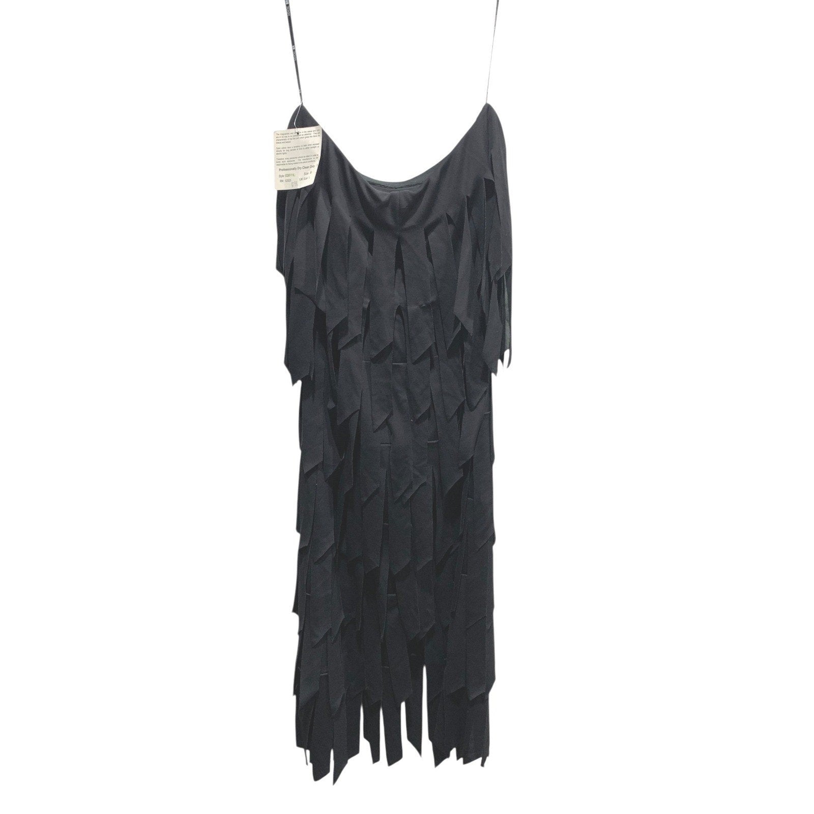 Tadashi Vintage Black Tiered Fringe Strapless Cocktail Dress Made in USA Size M