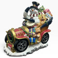 Tomsky Ltd 2004 Snowman Driving Vintage Car Christmas Ceramic Cookie Jar 11"