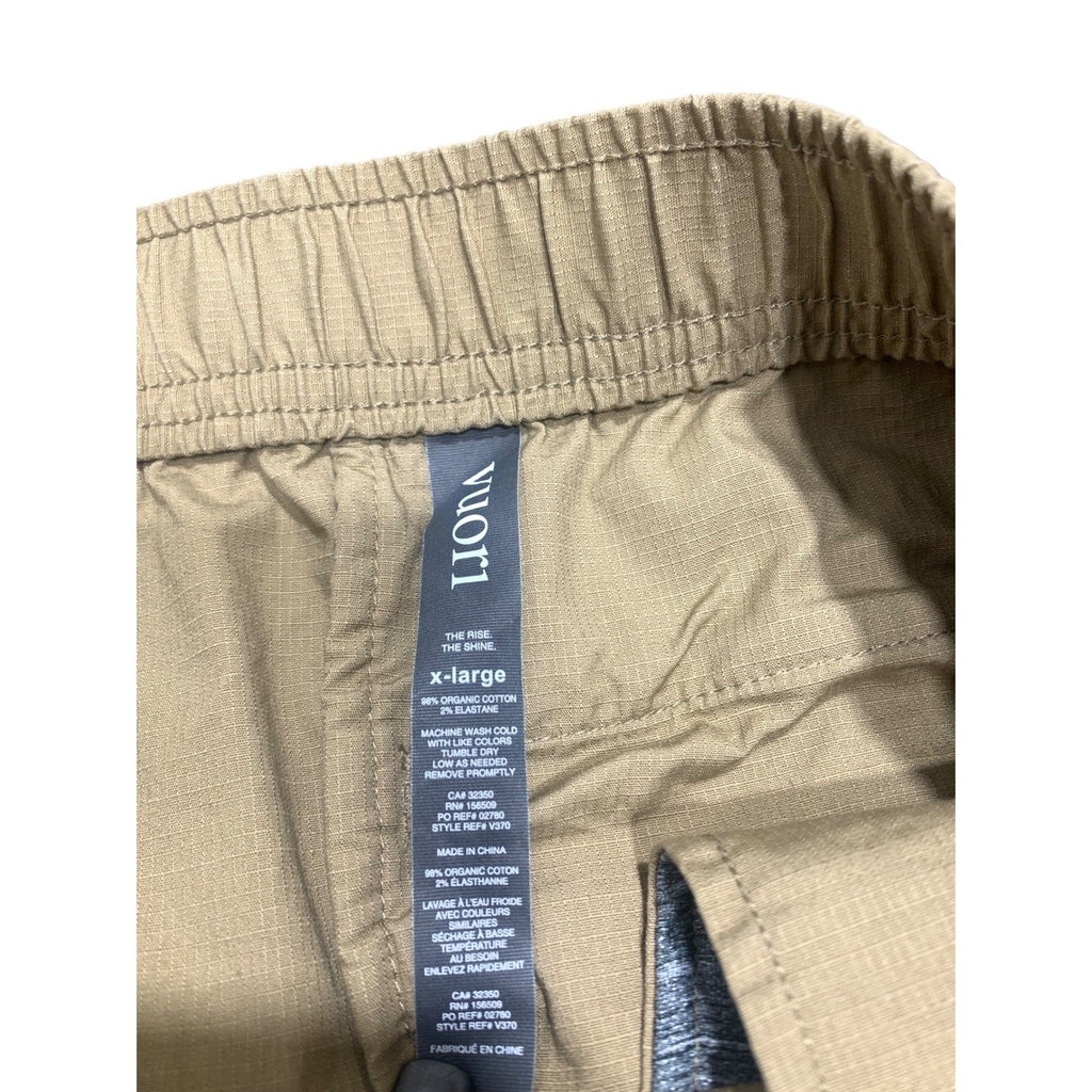 Vuori Mens Ripstop Climber Shorts XL Dark Khaki Tan V370 Organic Cotton Elastic