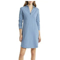 Frank & Eileen Nicole Long Sleeve Popover Dress Dusty Blue 100% Cotton Sz S