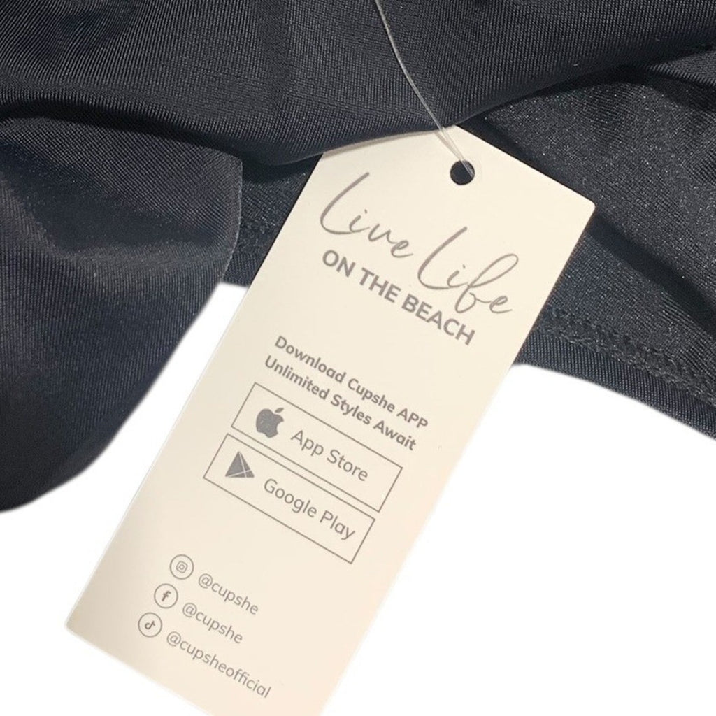 Cupshe Black One Piece Swimsuit Wrap V-Neck Ruched High Cut CASL1305BB Mens M
