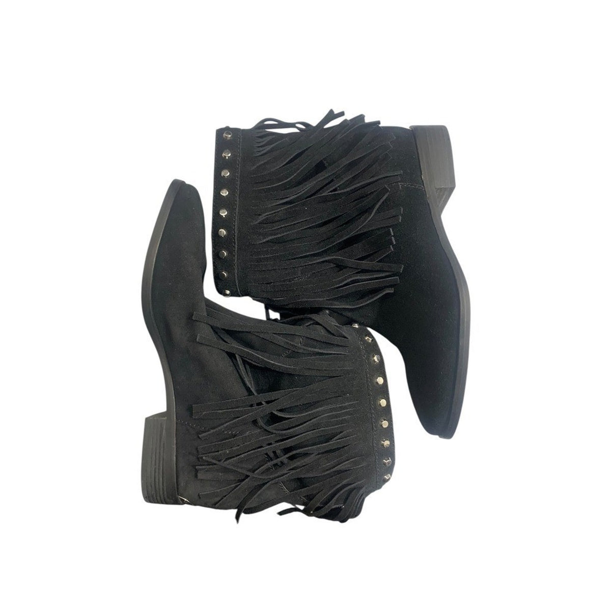 Michael Kors Black Suede Fringe Studded Ankle Boots Size 7M