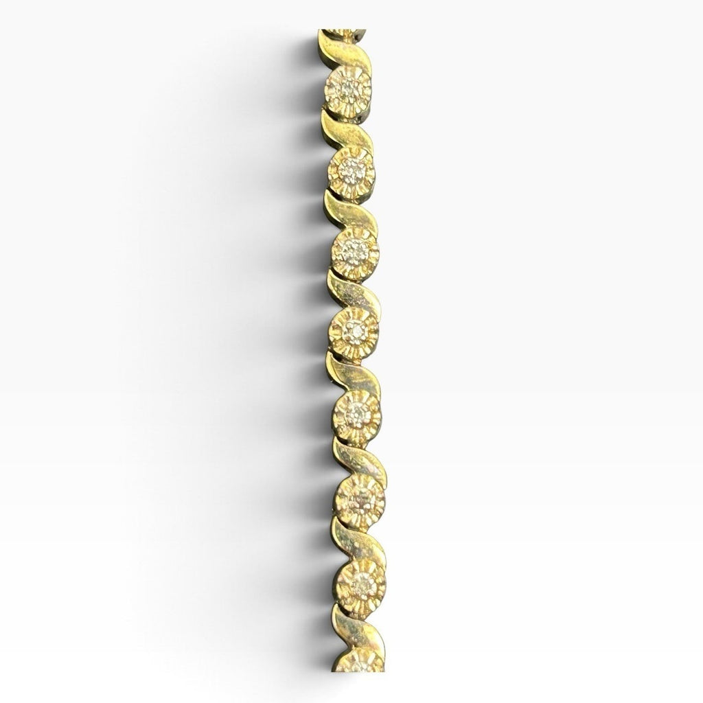 Sterling Silver 925 Gold Tone XOX Gemstone Tennis Bracelet 7.75" 16g
