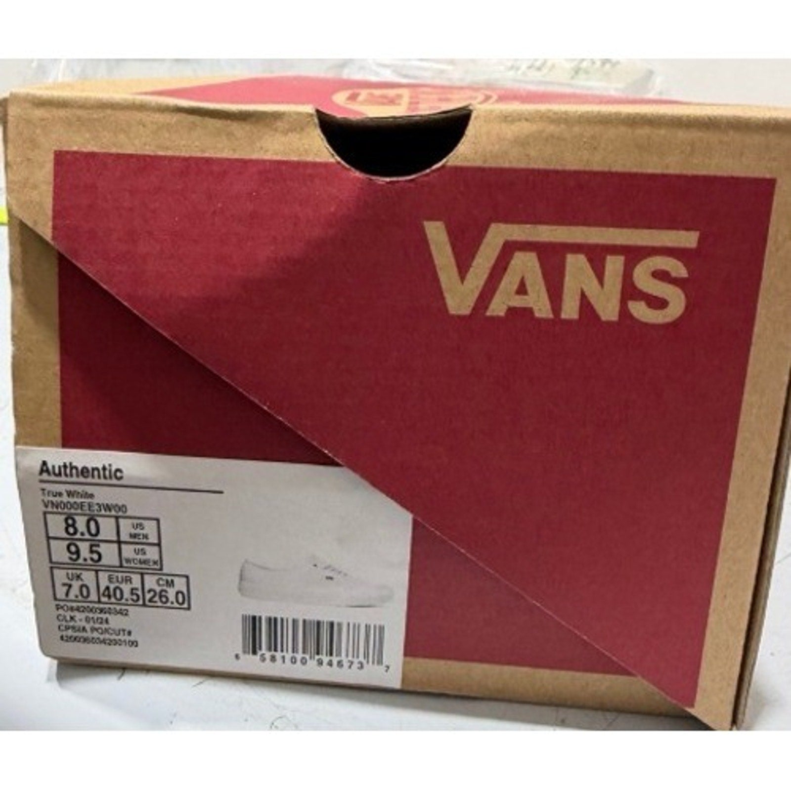 Vans Authentic True White Canvas Sneakers VN000EE3W00 Mens 8 Womens 9.5