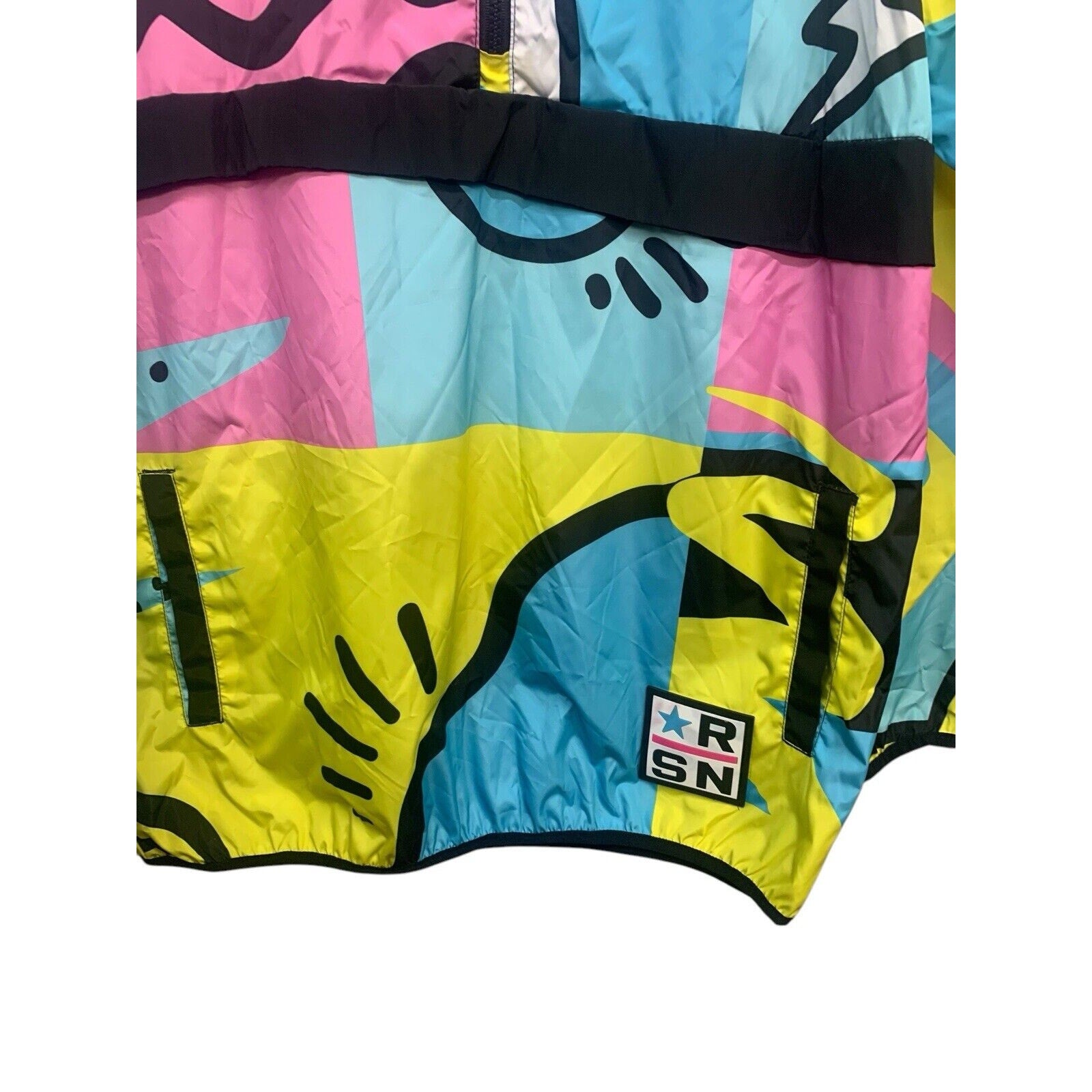 Reason Brand Peace Sign RELAX ANORAK Abstract Mesh Lined Windbreaker Men's L NEW
