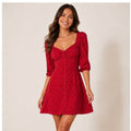 Reformation Red Black Floral Sweetheart Button Front Mini Dress Size 6