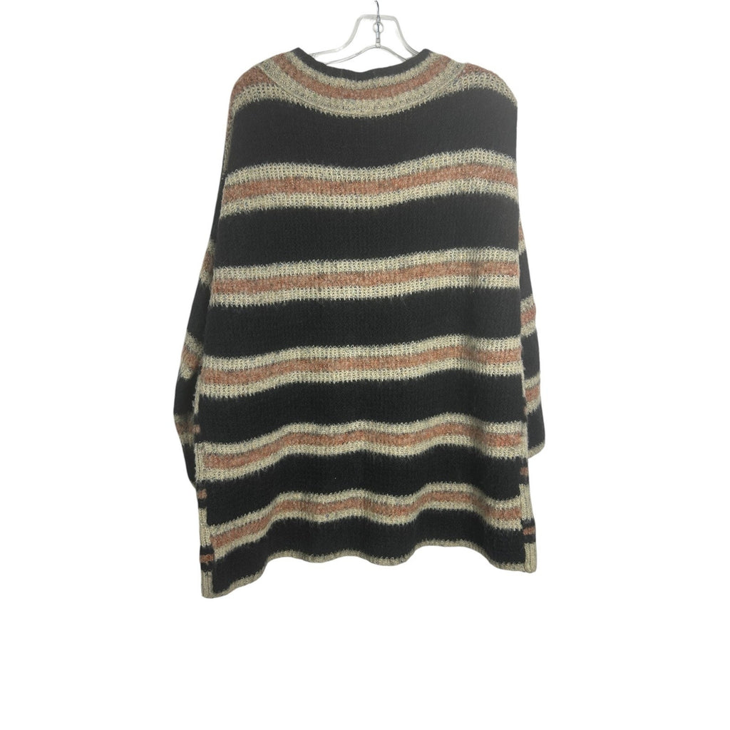 Free People Sid Stripe Tunic Sweater Cream Black Rust Grommet Sleeve Large boho