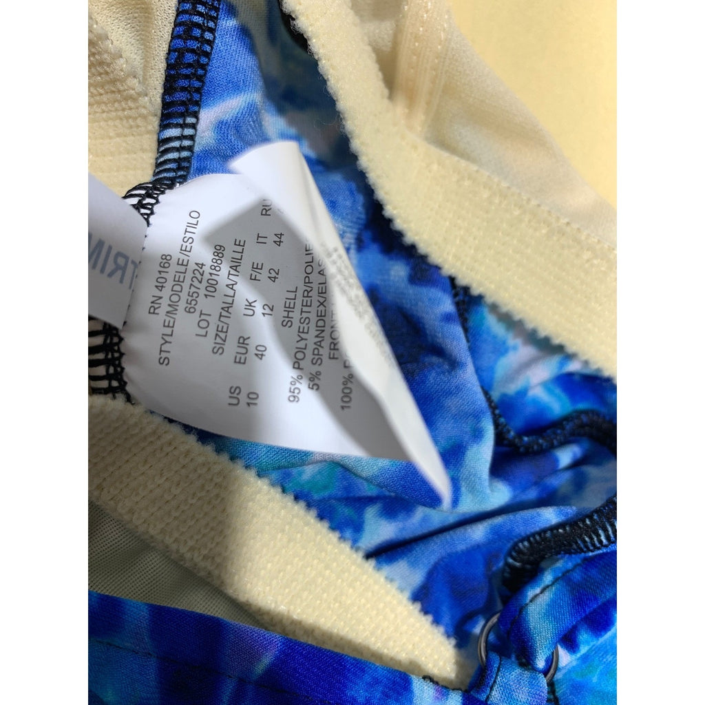 Trimshaper Women Blue Tie Dye Ruffle Tiered Slimming Tankini Top Size 10 6557224