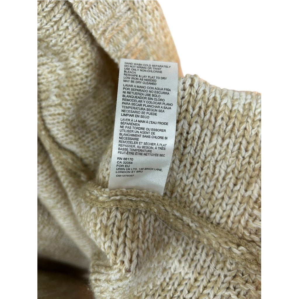 Anthropologie Braided Tassel Cardigan Oatmeal Beige Chunky Knit OS OVERSIZED