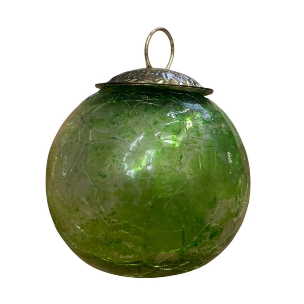 Green Mini Kugel Glass Christmas Ornament 9 lot 1.25-2"