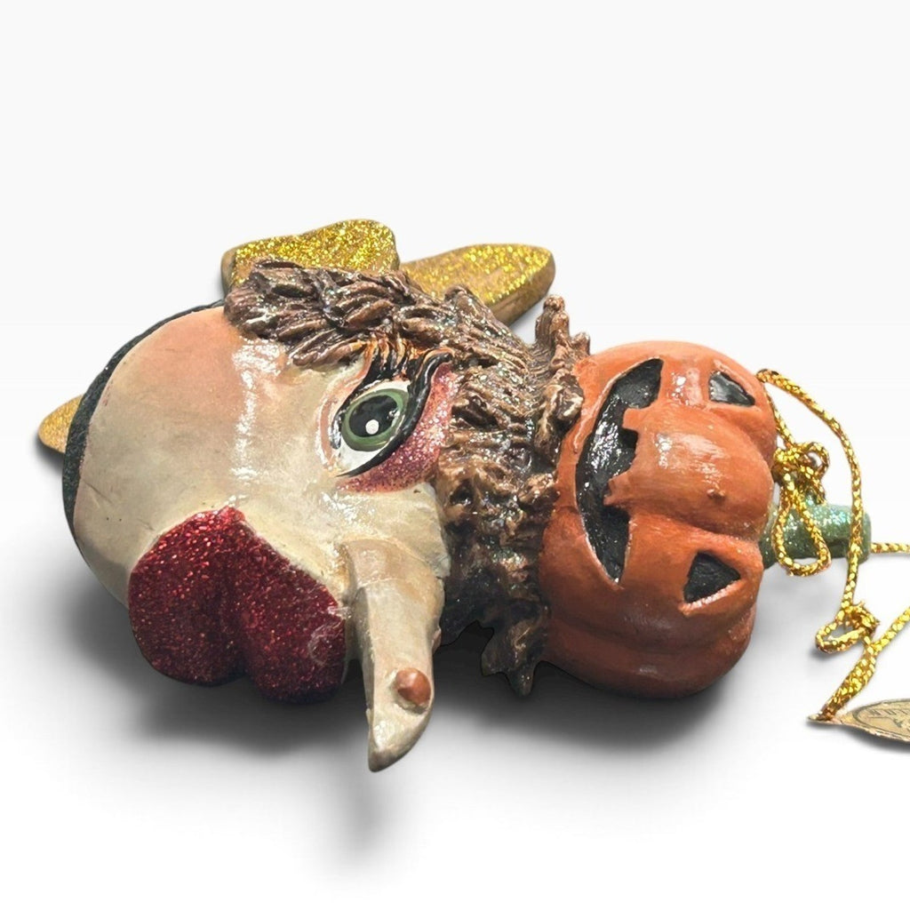 Katherine's Collection Halloween Fish Ornament Pumpkin Hat Gold Glitter Tag Cute