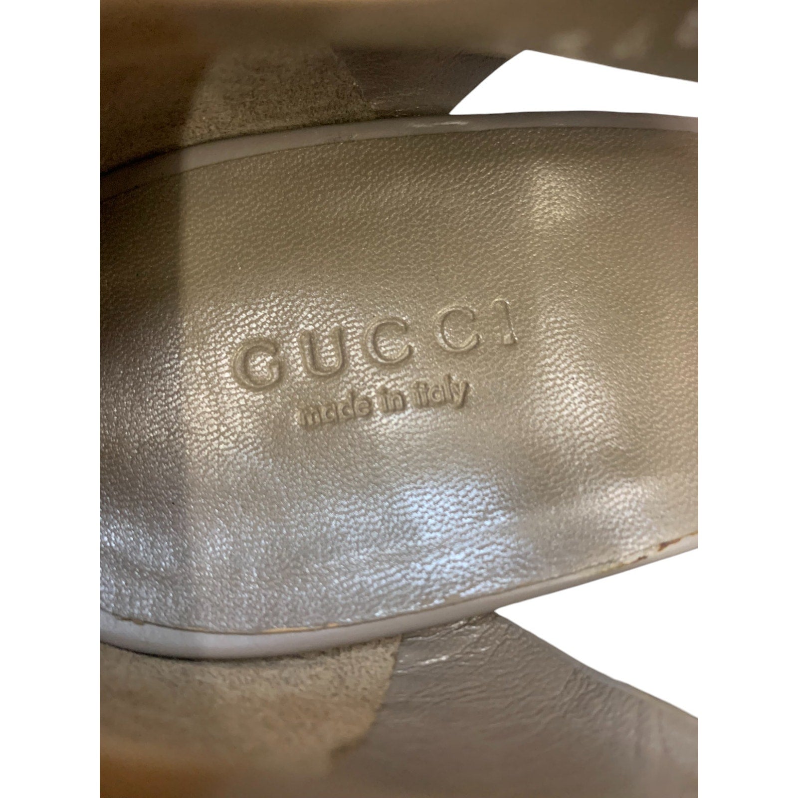 GUCCI Clemence Wooden Platform Wedges Peep Toe SZ EU 38.5