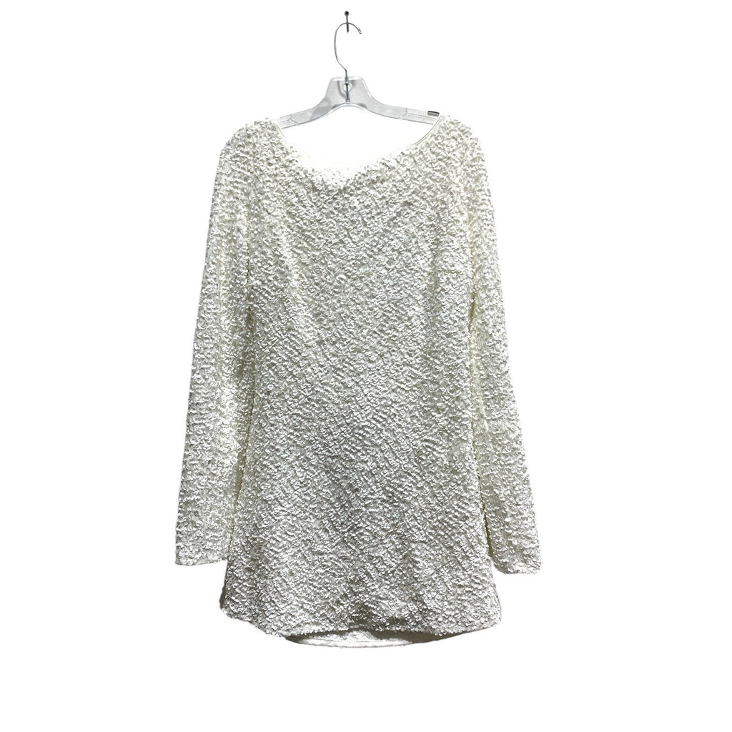Lovers and Friends White Sequin Cowl Back Mini Dress Long Sleeve Large NEW bride