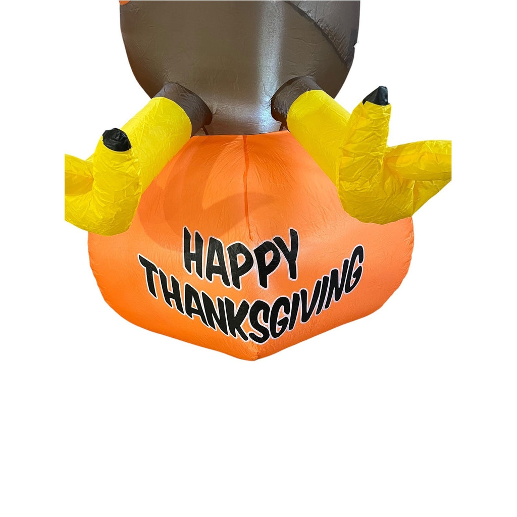 Happy Thanksgiving Inflatable Turkey Pilgrim Hat Yard Decor Lighted Decoration