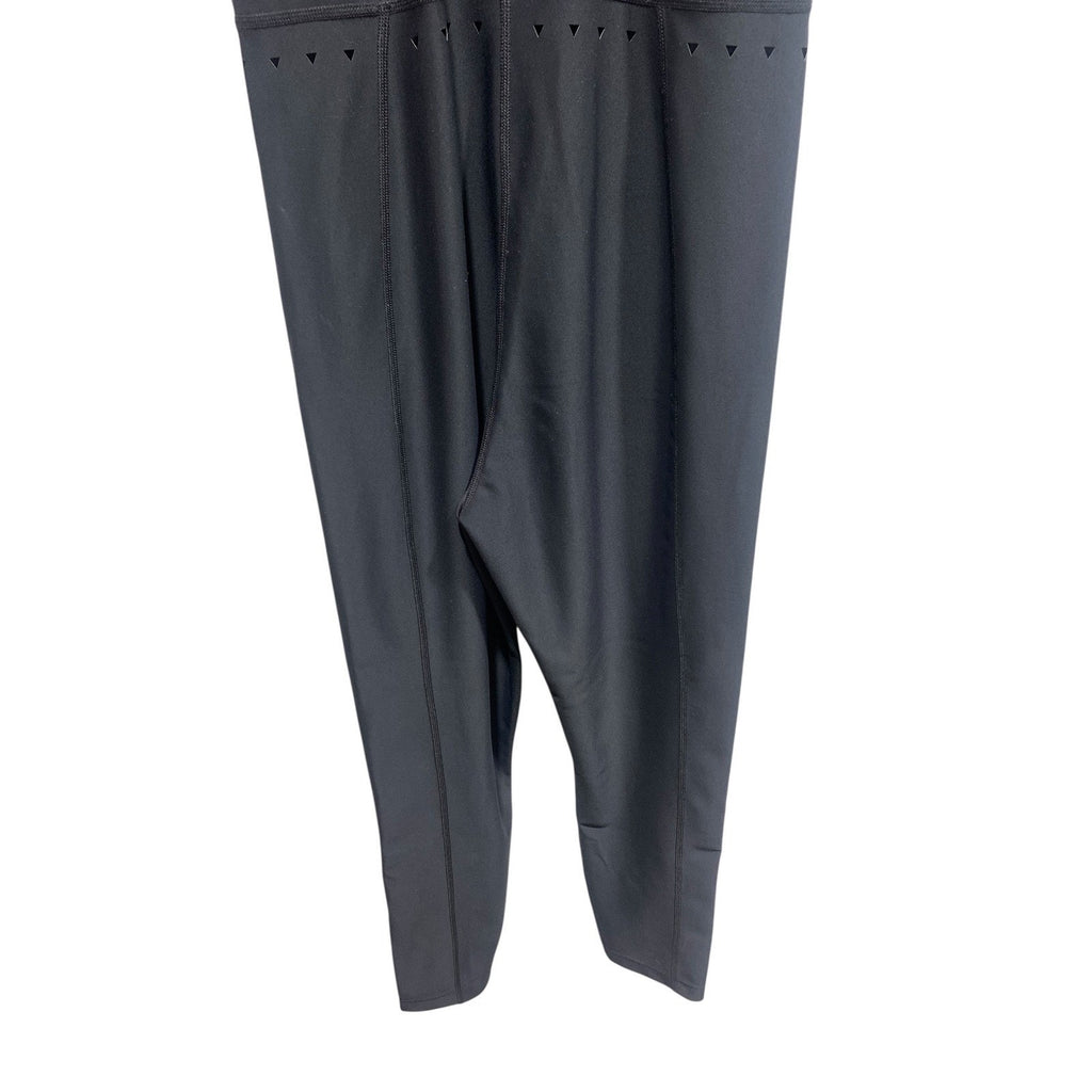 GIGI C Sport Womens Black Laser Cut Front Zip Racerback Activewear Jumpsuit L