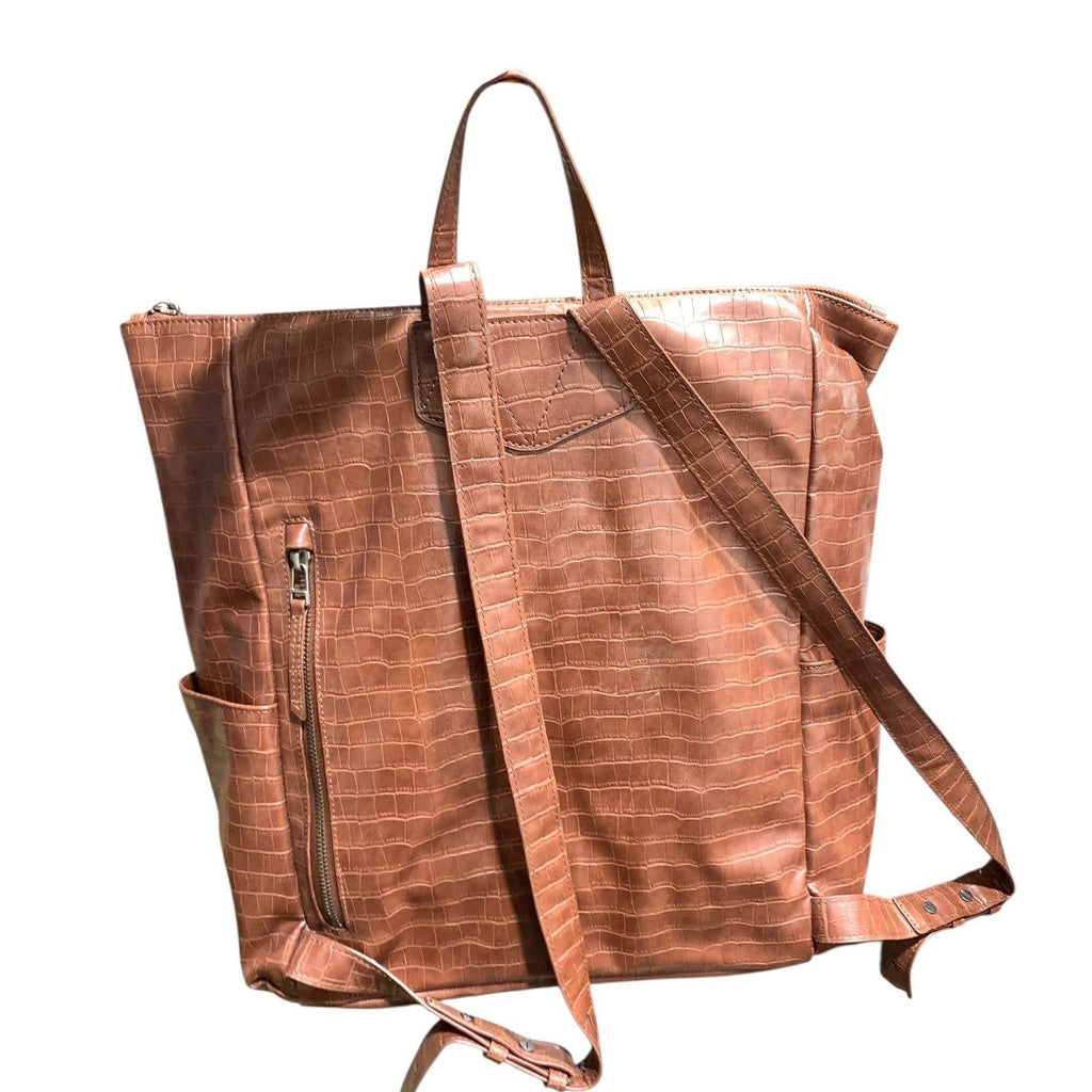 Freshly Picked Brown Croc Embossed Vegan Leather Classic Diaper Bag Backpack