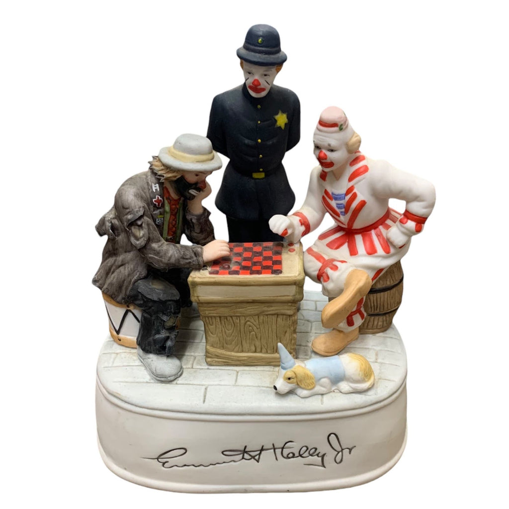 Emmett Kelly Jr. San Francisco Music Box "Fair Game"  Porcelain Figurine Clowns