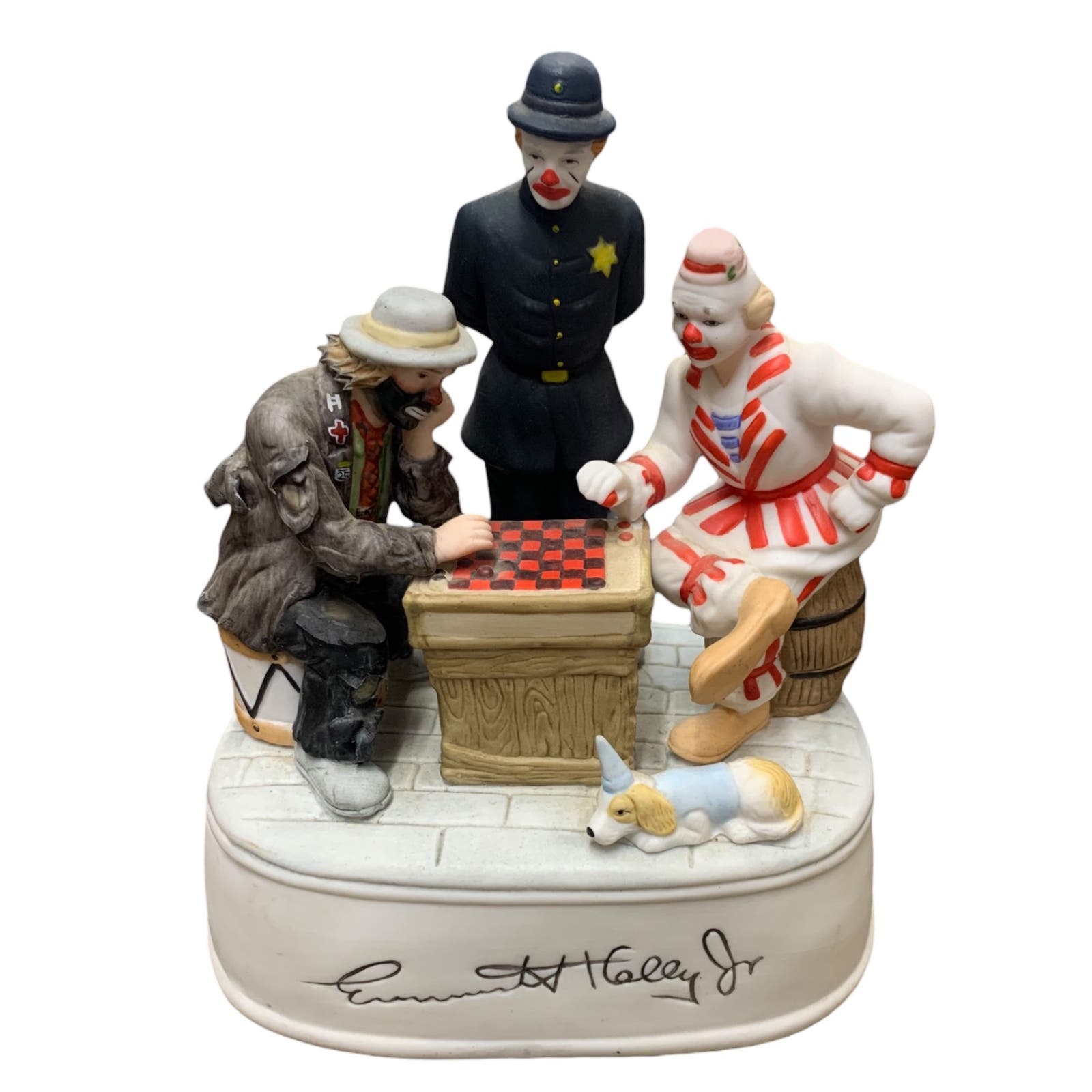 Emmett Kelly Jr. San Francisco Music Box "Fair Game"  Porcelain Figurine Clowns