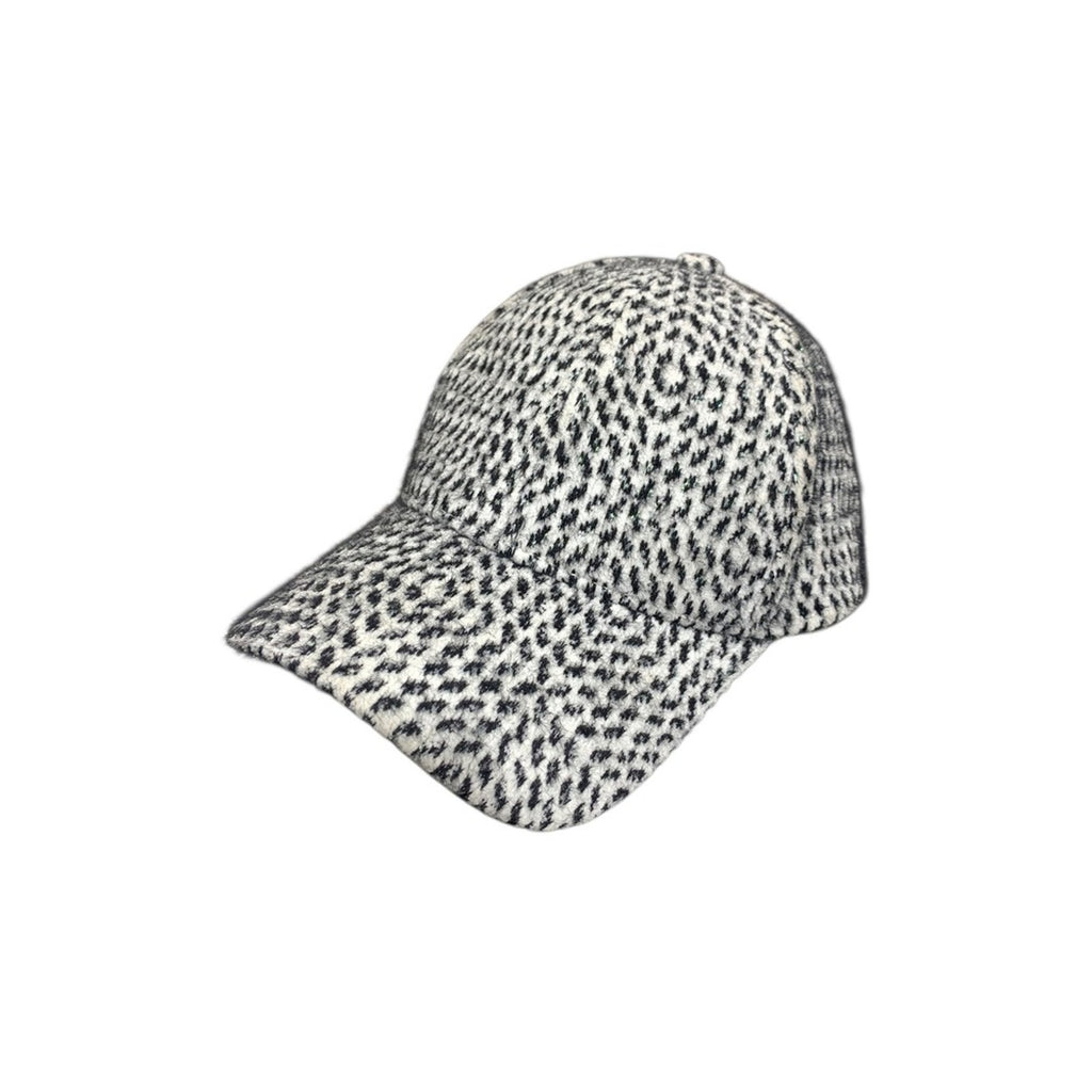 Anthropologie Black White Textured Dalmatian Print Baseball Cap Hat