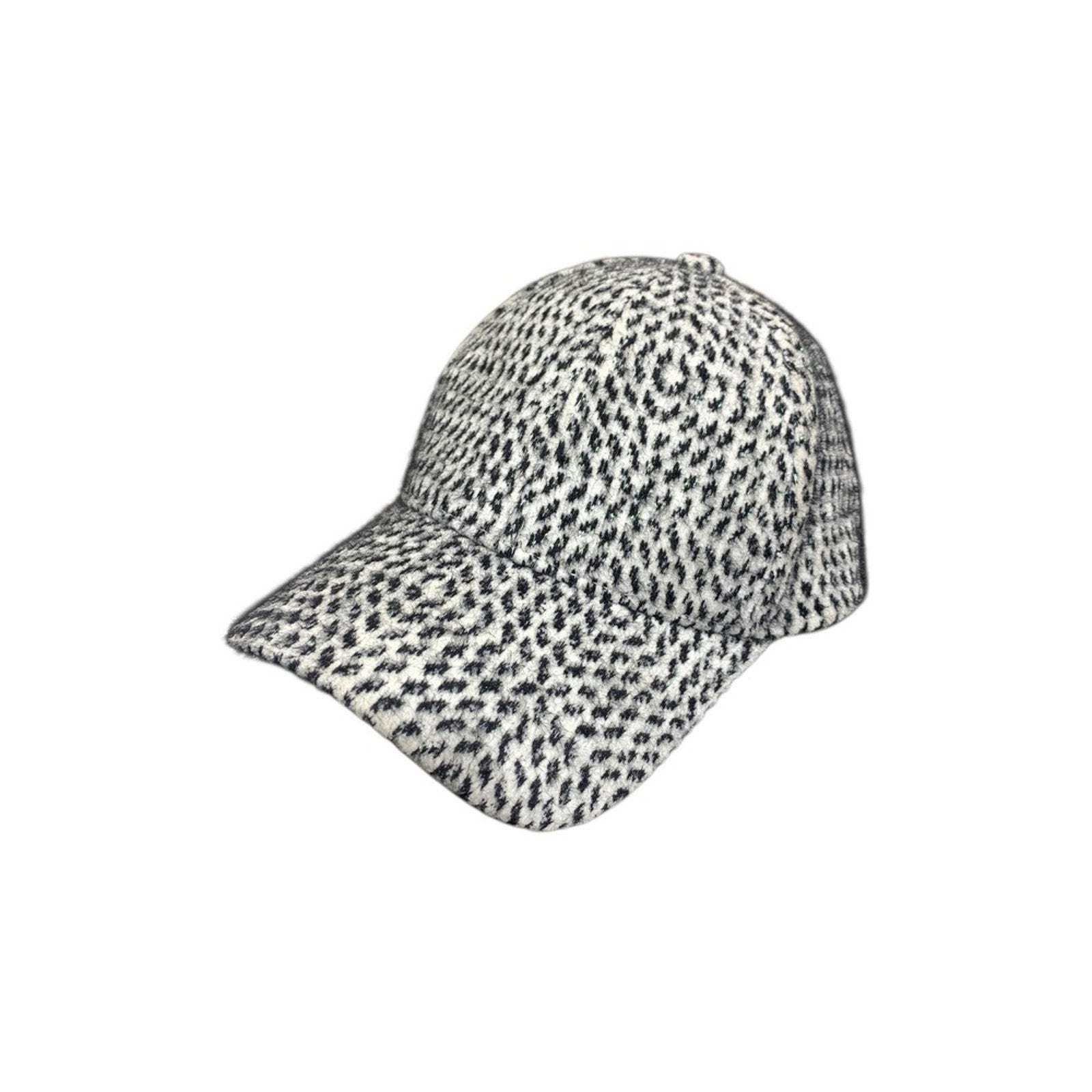 Anthropologie Black White Textured Dalmatian Print Baseball Cap Hat