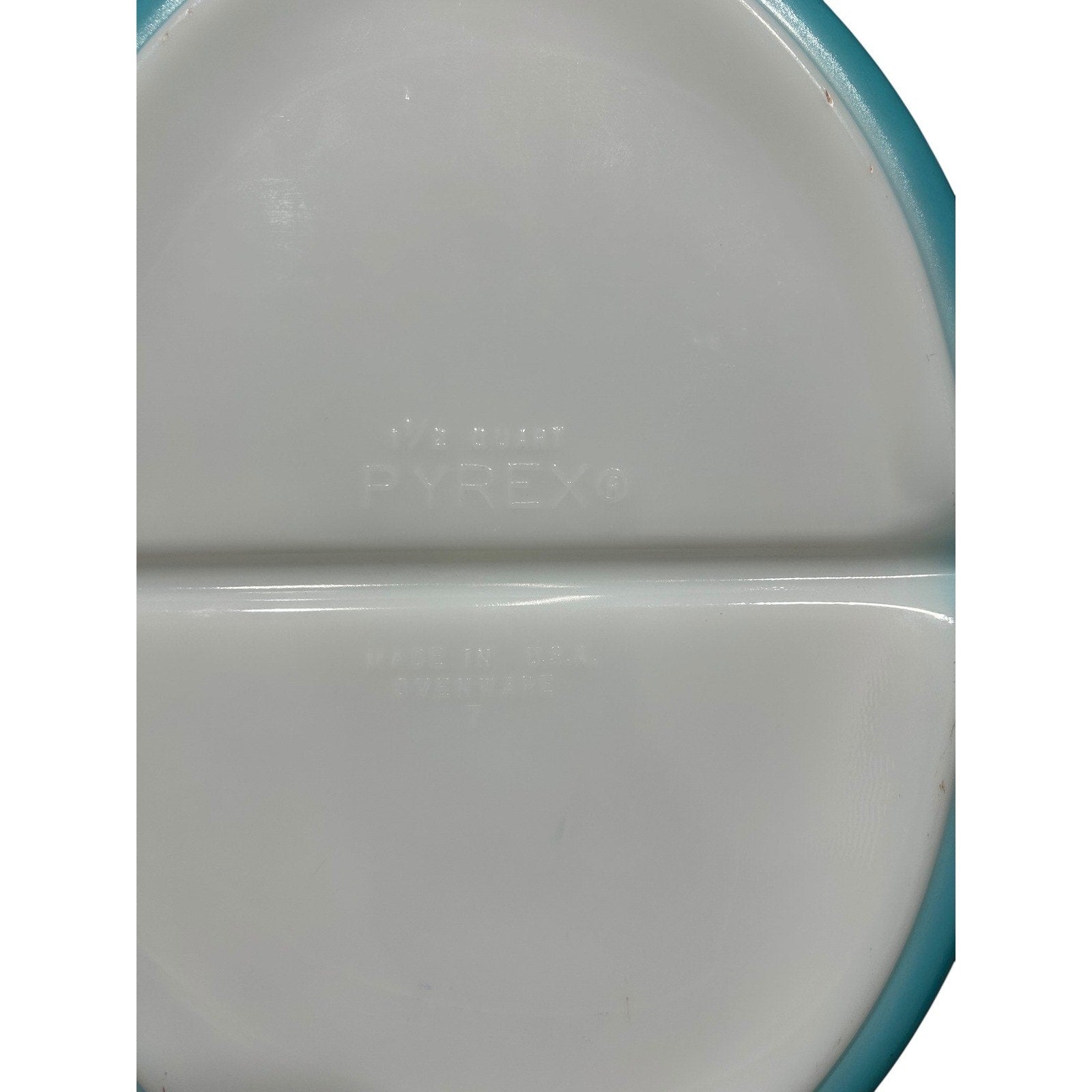 Vintage Pyrex Snowflake Turquoise Blue Divided Serving Dish 1.5 QT Oval 063