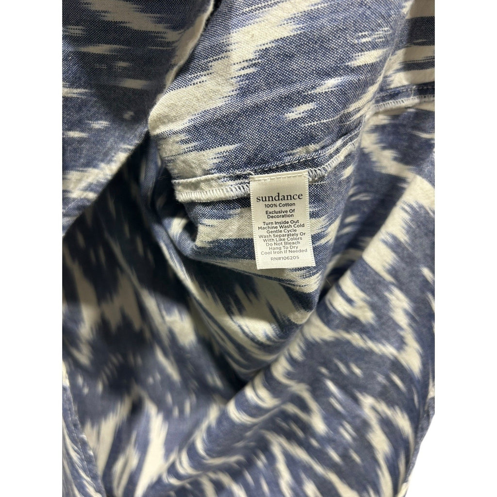 Sundance Isabel Ikat Shirt Dress Size XXL Blue 100% Cotton boho coastal summer