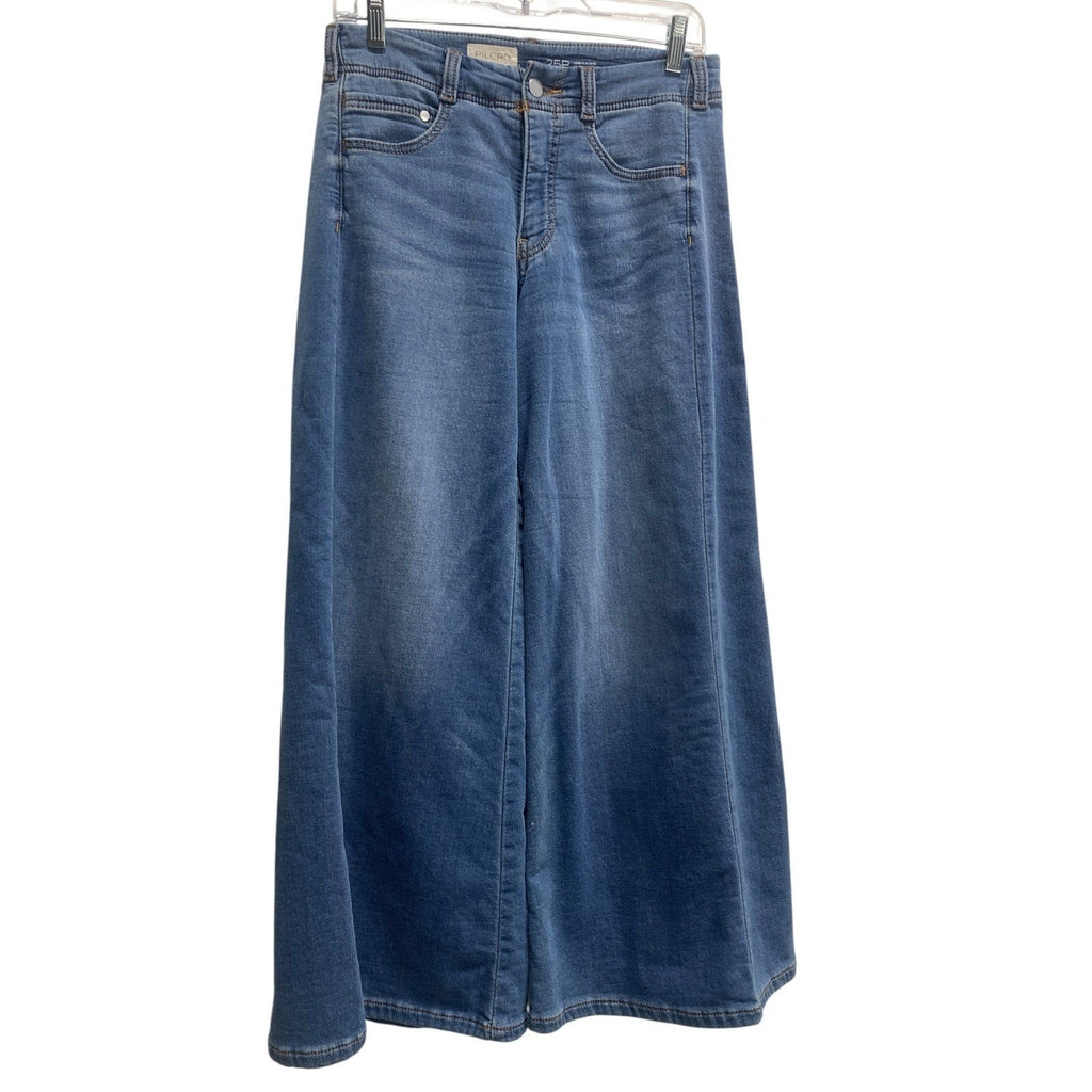Pilcro and the Letterpress Wide Leg Denim Jeans Medium Wash Petite 25P High Rise