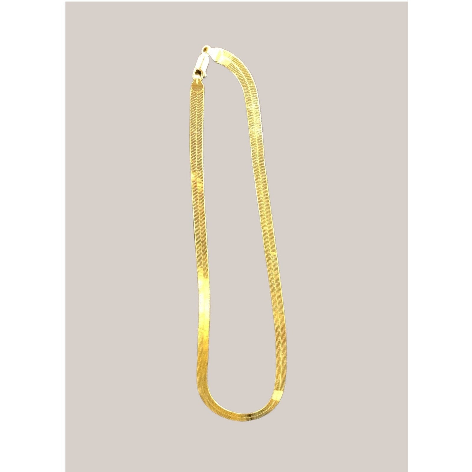 14K YellowGold Herringbone Chain Necklace 18.4g Flat Snake Link Solid Gold 18.5"