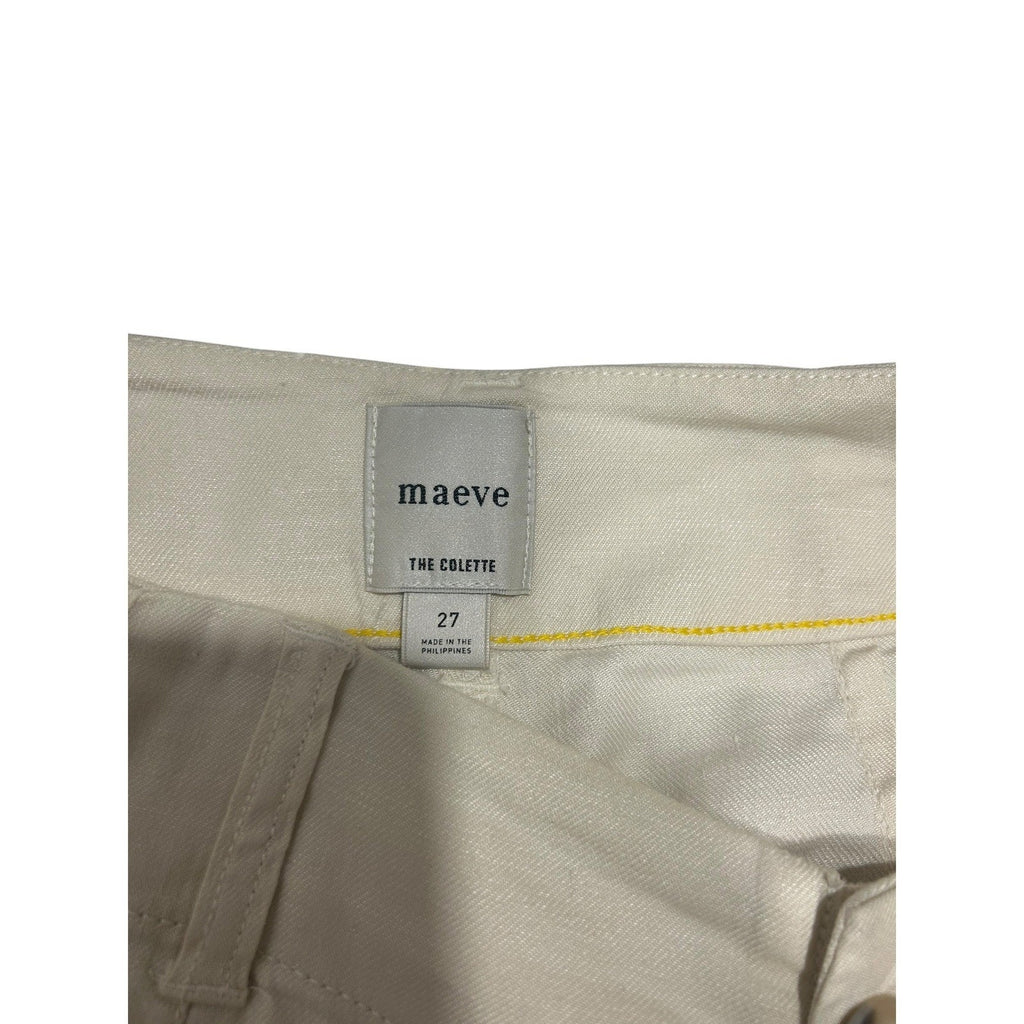 Maeve Anthropologie The Colette Cream Wide Leg Cropped Pants Size 27 High Rise