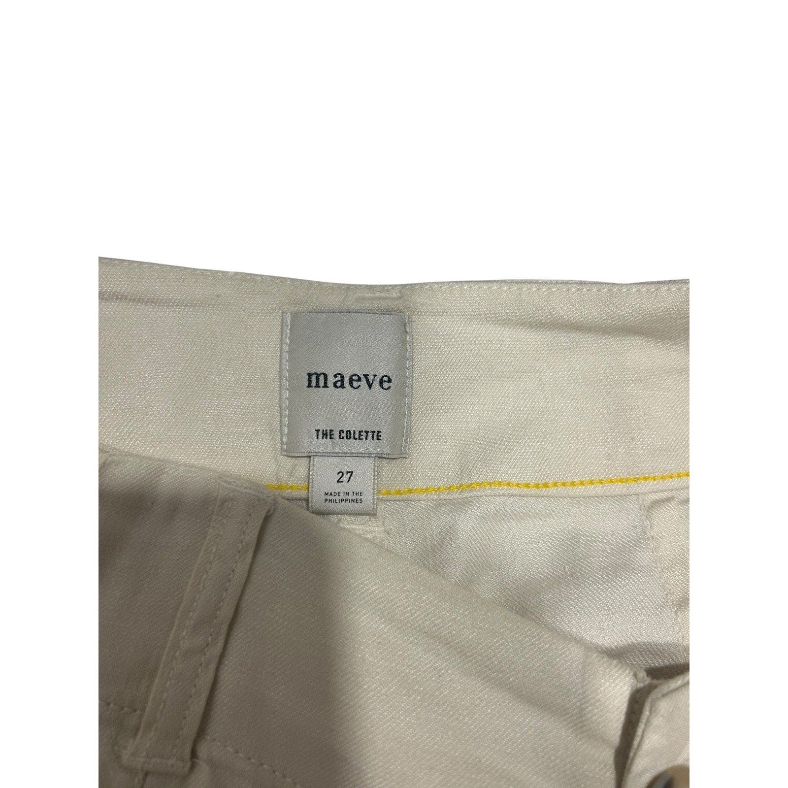 Maeve Anthropologie The Colette Cream Wide Leg Cropped Pants Size 27 High Rise