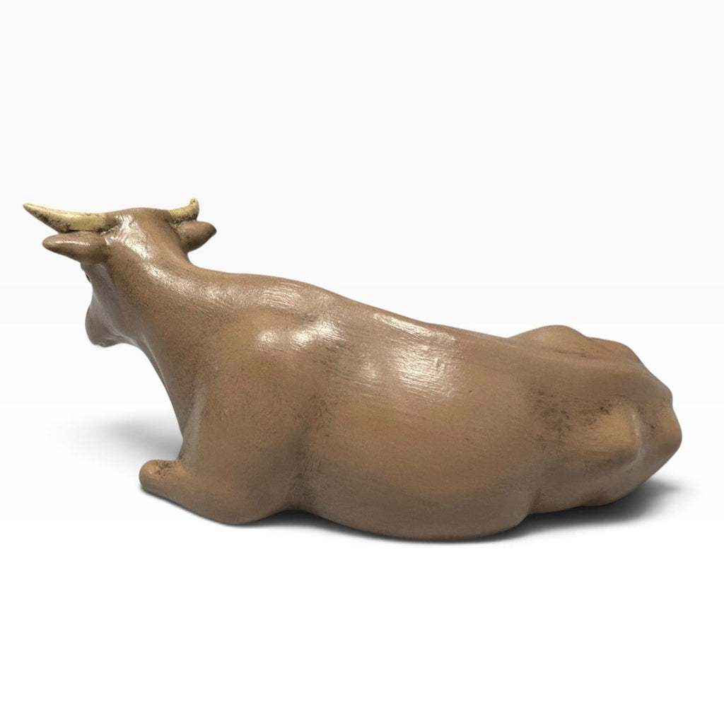 Vintage 1970s Holland Mold Oxen Hand Painted Ceramic Figurine Nativity Scene 3"